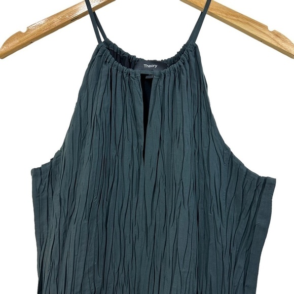 Theory Gathered Cami Midi-Dress, Hunter Green, Medium - Picture 8 of 13